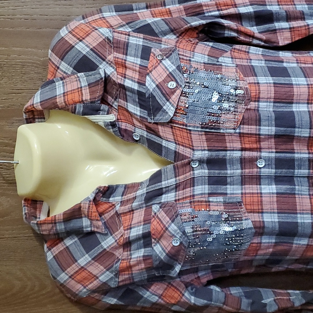 Miss Me Button Down Plaid Flannel Shirt